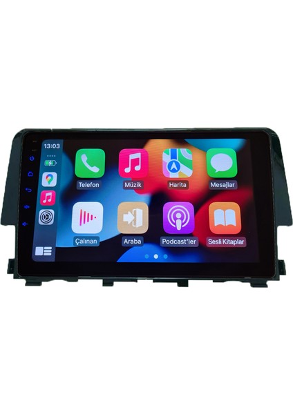 Honda 2016-2020 Civic/fc5 Android Sürüm 13 Kablosuz Carplay Navigasyon Multimedya 9 Inç Ekran 2gb Ram 32GB Rom Hafıza
