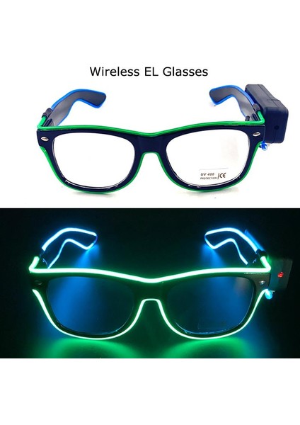 Kablosuz Glow Sunglass Light Up LED Gözlük El Yanıp Sönen Aydınlık Gözlük Düğün Doğum Günü Dekorasyon Glow  Green Blue