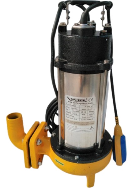 CUT1500AF 2 Hp 220V Süper Öğütücülü Paslanmaz Çelik Bıçaklı Pis Su Foseptik Dalgıç Pompa