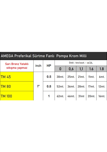 TM45 0.5 Hp 220V Preferikal Sürtme Fanlı Bronz Yataklı Krom Milli Su Pompası - Bakır Sargı