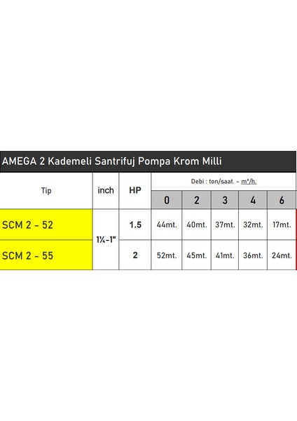 Scm2-52 1.5 Hp 220V Monofaze Çift 2 Kademeli Santrifüj Pompa - Bakır Sargı