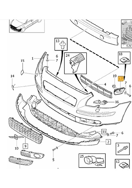 Volvo S40 V50 Ön Tampon Yan Braketi Sol 2005-2012