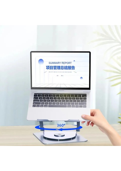 ST-801D Çift Fanlı Alüminyum Katlanabilir 360 Derece Dönebilir Laptop Dizüstü Macbook Standı