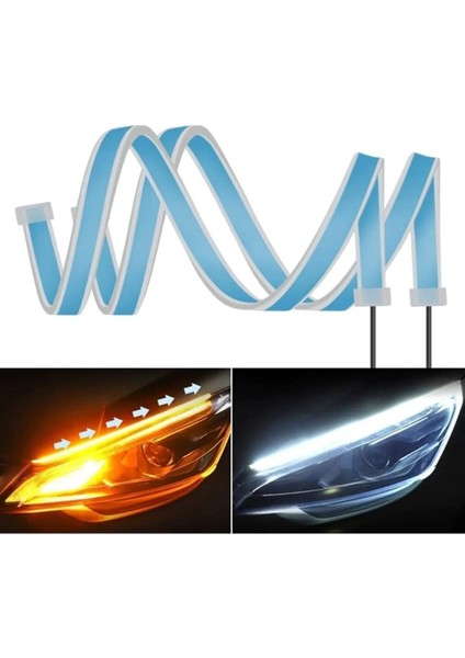 Renault Megane 2 Uyumlu Far Üstü Far Içi Kayar LED 60 cm Selamlamalı