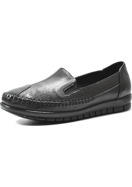 41 Hakiki Deri Siyah Ortopedik Kadın Anne Ayakkabı modelleri