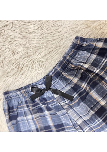 %100 Pamuk Kadın Yüksek Bel Dört Mevsim Şort Pijama Kırmızı Pencere Kare fiyatları