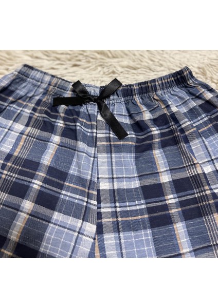 %100 Pamuk Kadın Yüksek Bel Dört Mevsim Şort Pijama Kırmızı Pencere Kare modelleri