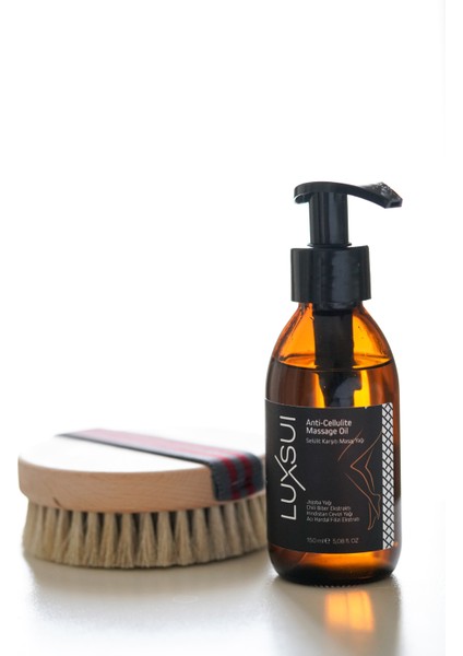 Selülit Karşıtı Masaj Yağı 150 ml + %100 Doğal At Kılı Fırçası Hediye