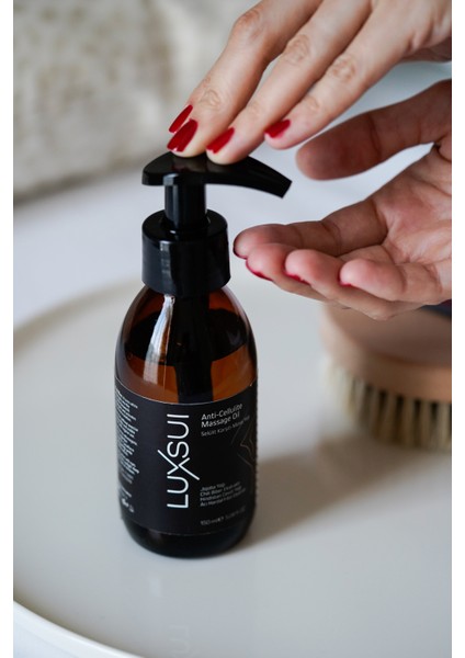 Selülit Karşıtı Masaj Yağı 150 ml + %100 Doğal At Kılı Fırçası Hediye