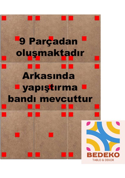 Sevimli Fare Temalı 9 Parça Puzzle Tablo