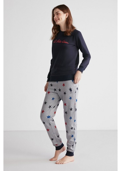16958 Kadın Lacivert Patlı Uzun Kollu Pijama Takımı -Lacivert fiyatları