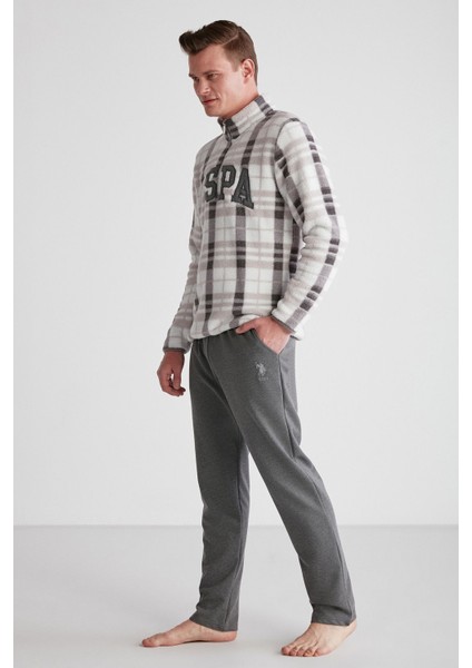 18754 Erkek Gri Polarlı Uzun Kollu Pijama Takımı -Gri fiyatları