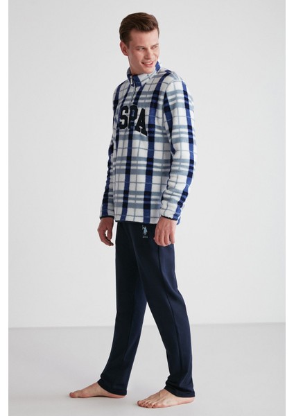 18754 Erkek Lacivert Polarlı Uzun Kollu Pijama Takımı -Lacivert fiyatları