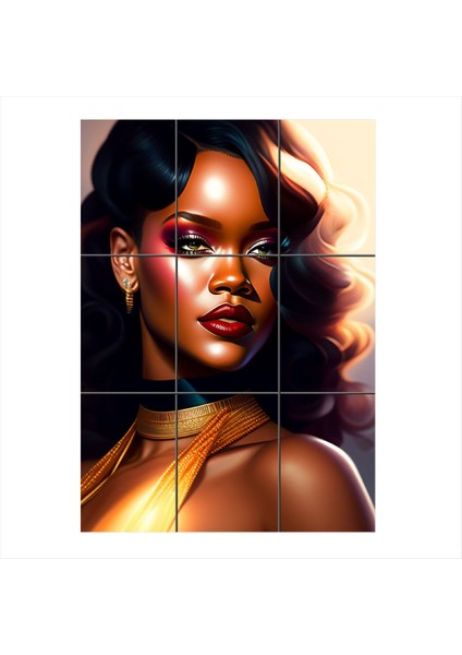 Rihanna Tasarımlı Mdf 9 Parça Puzzle Tablo