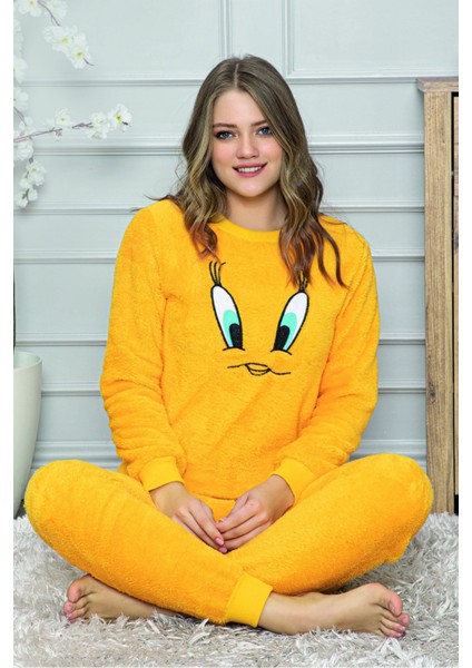 Kadın Kışlık Peluş Pijama Takımı Tweety Takım 8170