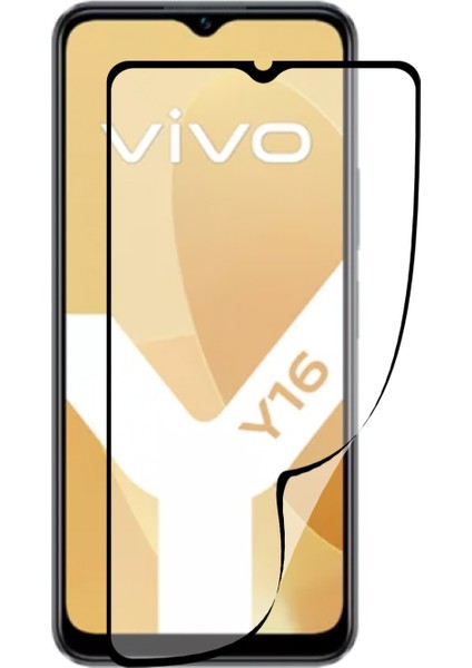 Vivo Y16 ile Uyumlu Tam Kaplayan Fiber Nano Ekran Koruyucu Cam