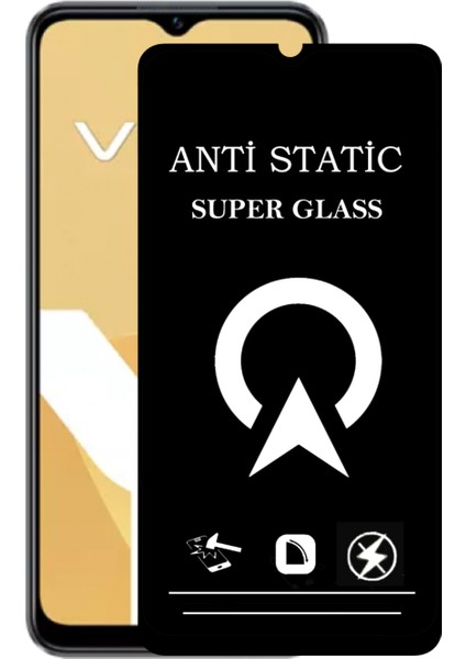 Vivo Y16 ile Uyumlu Tam Kaplayan Anti Statik Çizilmez Safir Ekran Koruyucu Cam