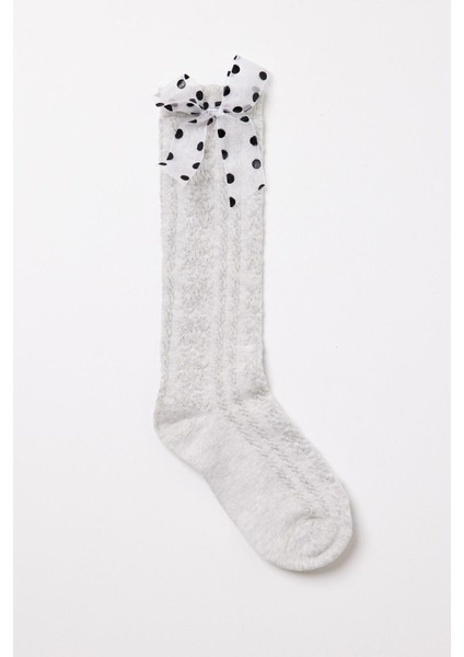 Jakarlı Kız Çocuk Dizaltı Çorap Gri Melanj fırsatları