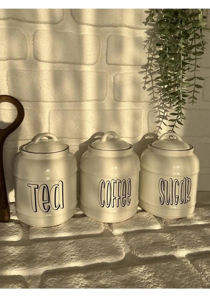 Porselen Tea/Coffee/Sugar Kavanoz Seti 1400 ml 3'lü fiyatları