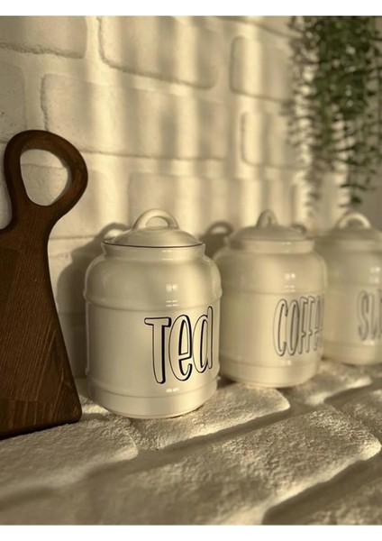 Porselen Tea/Coffee/Sugar Kavanoz Seti 1400 ml 3'lü indirimleri
