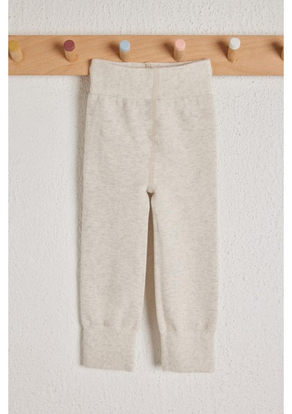 Lastik Detaylı Çocuk Tayt Ekru modelleri