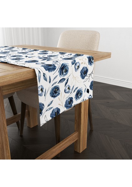 Blue Roses Runner Örtü