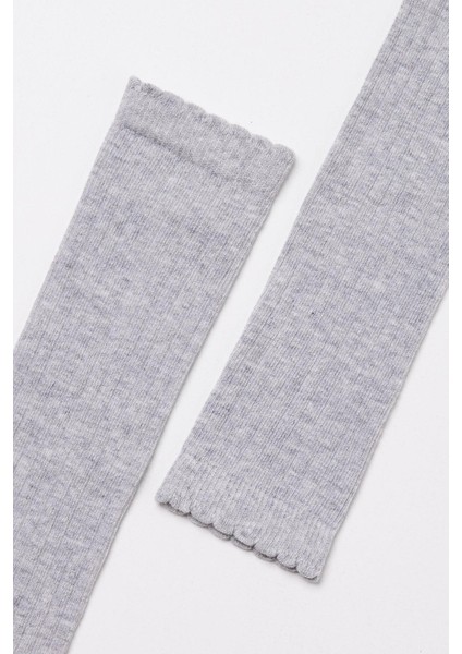 Pamuklu Dizaltı Çocuk Çorap Gri-Melanj fiyatları