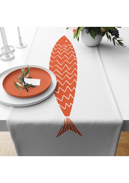 Orange A Fish Runner Örtü