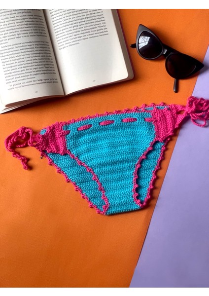 Handmade El Örgüsü Mavi Bikini Altı