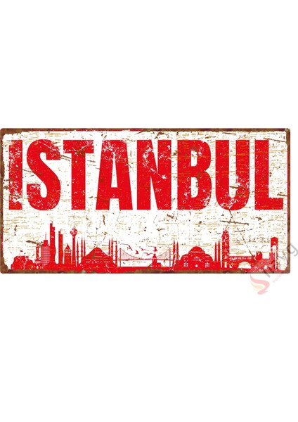 Hayg Equipment Istanbul Vintage Pas Görümlü Metal Levha - Dekoratif Alüminyum Tabela 10CM x 20CM