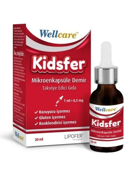 Kidsfer Mikroenkapsüle Demir Içeren Damla Takviye Edici Gıda 8,5 Mg/ml 30 ml Şişe