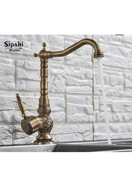 Antik Işlemeli Kısa Lavabo Bataryası