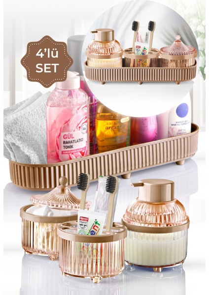 4 Parça Salta Banyo Seti Banyo Düzenleyici Organizer