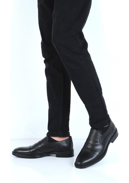 M575 Siyah Kauçuk %100 Deri Erkek Klasik Ayakkabı