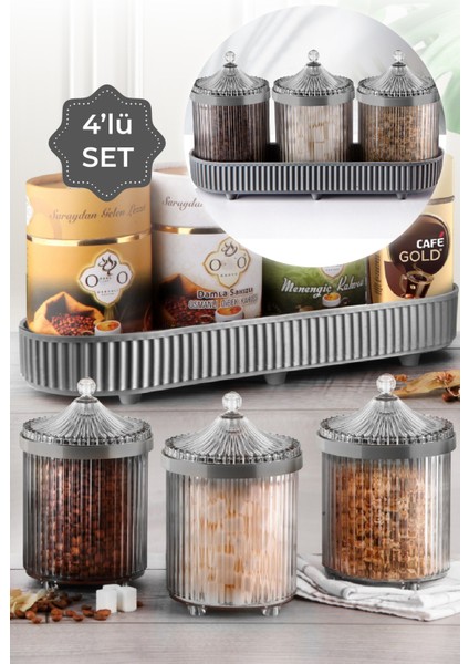 4 Parça Gri Junin Large Mutfak Seti