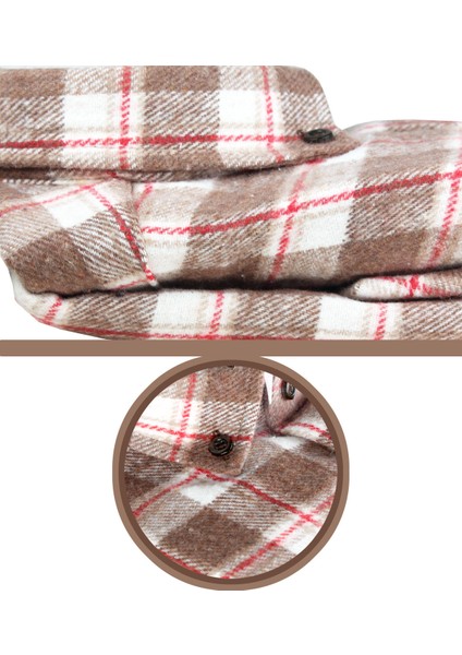 Erkek Kahverengi Kalın Kışlık Cepli Klasik Geniş Kesim Oduncu Gömlek