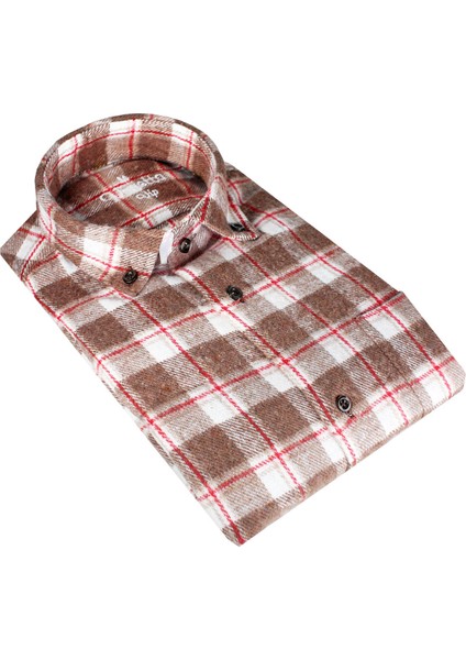 Erkek Kahverengi Kalın Kışlık Cepli Klasik Geniş Kesim Oduncu Gömlek fiyatları