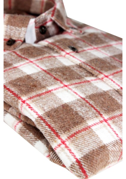 Erkek Kahverengi Kalın Kışlık Cepli Klasik Geniş Kesim Oduncu Gömlek modelleri