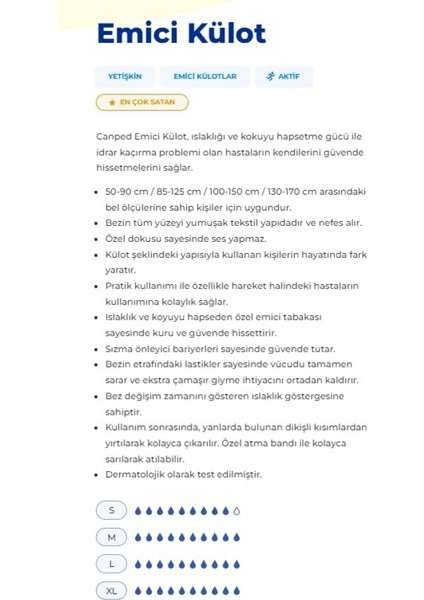 Emici Külot M-Orta Boy 30'lu x 4 Paket fiyatları