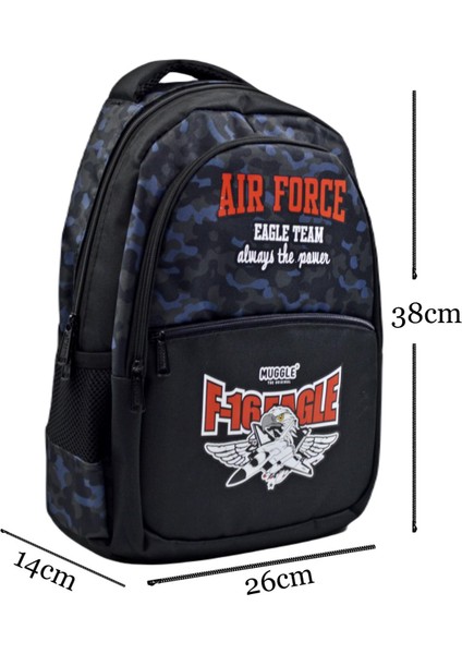 3 Bölmeli Air Force Okul Sırt Çantası Siyah MU-9659 fiyatları