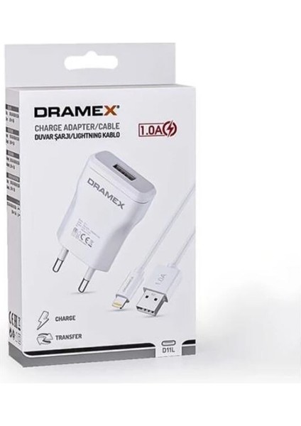 Dramex D11L Şarj Aleti Lightning Kablolu Set 1.0A