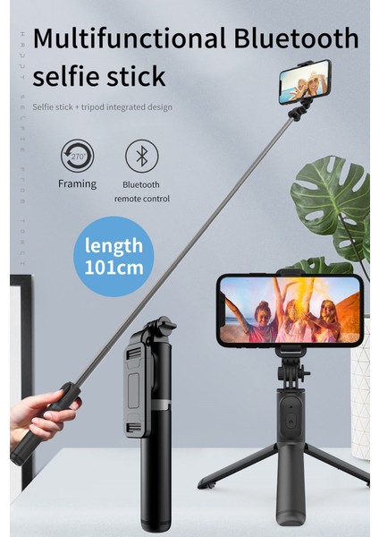 Hp-T14 Çok Amaçlı Selfie Çubuğu 101 cm Masa Üstü Tripod Kumandalı Selfie 360 Derece Dönebilir