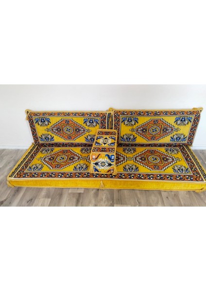 Şark Köşesi Şirine Desenli Minder Takımı Sarı