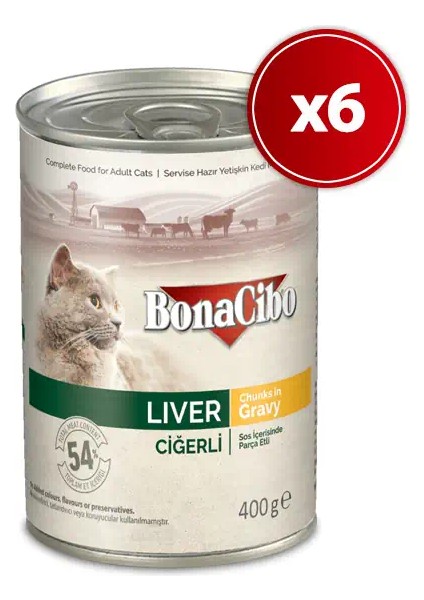 Soslu Ciğerli Yaş Kedi Maması 6 Adet * 400 gr