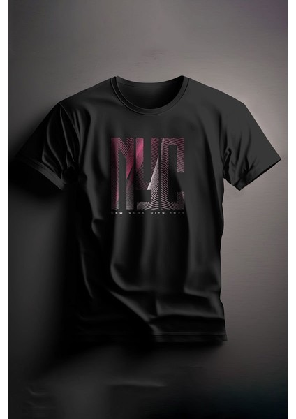 Unisex Baskılı Siyah Tişört Nyc Xl