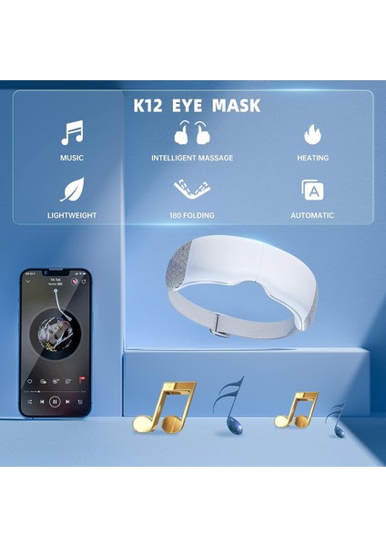 Perlevı Göz Masaj Aleti - Bluetooth Müzikli Isıtmalı Göz Maskesi