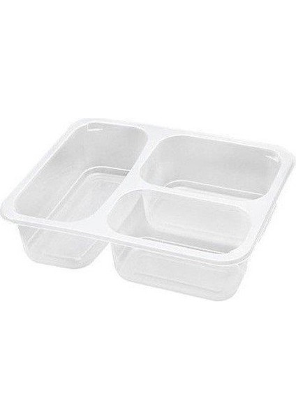 Oet 3 Bölmeli Plastik Yemek Kabı 23 gr Şeffaf 200 Adet modelleri