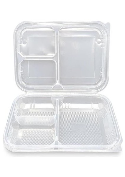 Kapaklı 3 Bölmeli Kebap ve Döner Kabı 75 Adet