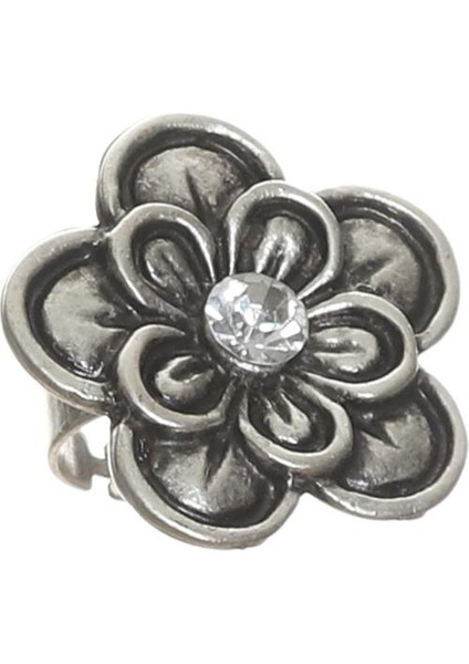 Kadın Antik Gümüş Kaplama Zirkon Taşlı Ayarlanabilir Çiçek Yüzük indirimleri