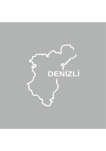 Denizli Harita Araba Sticker Beyaz 14X18 cm